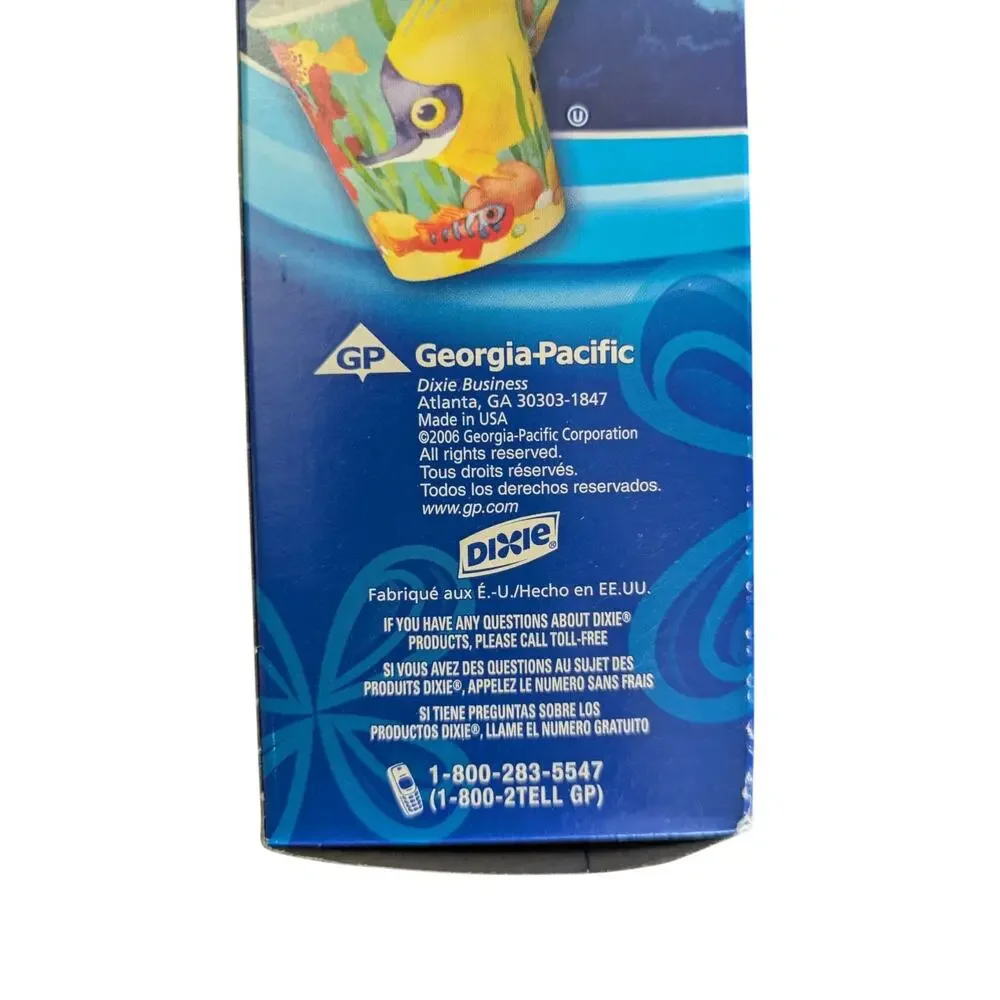 VTG Dixie 5 oz Paper Bath Cups Tropical Fantasy Fish Discontinued Disposable